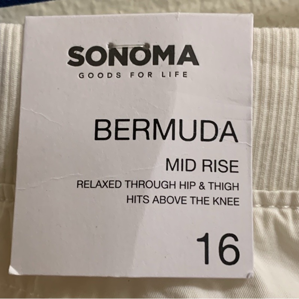 Sonoma White Bermuda Mid-Rise Cargo Shorts Ultra Comfort Waist Size 16 New - Picture 5 of 10